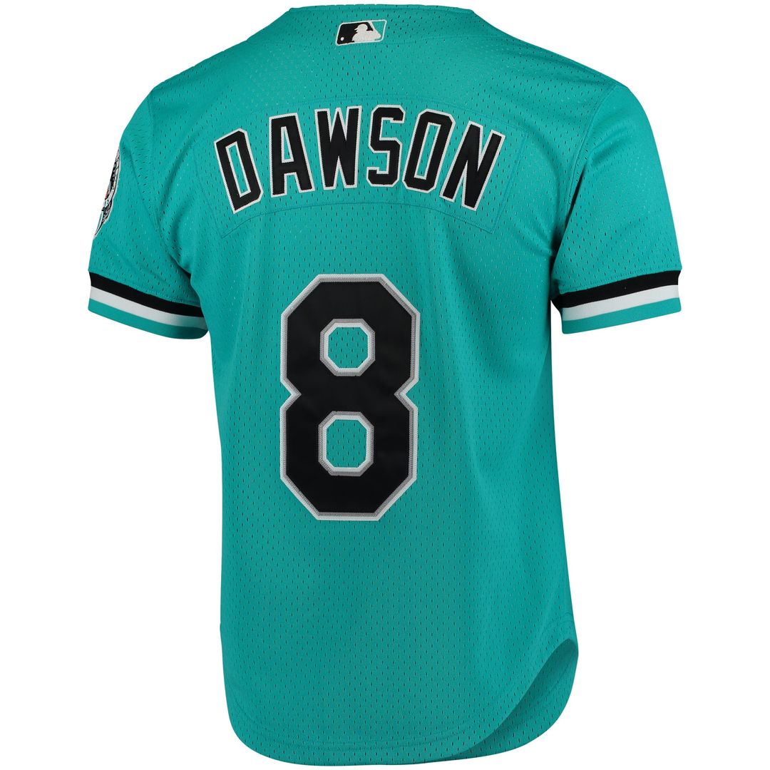 Andre Dawson Florida Marlins Cooperstown Mesh Batting Practice Button-Up Jersey — Teal
