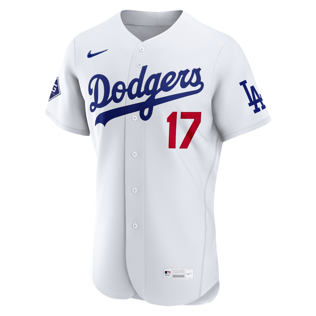 Los Angeles Dodgers Shohei Ohtani Home Authentic Sponsor Patch Jersey — White