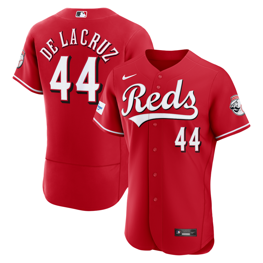 Cincinnati Reds Elly De La Cruz Alternate Authentic Sponsor Patch Jersey — Red