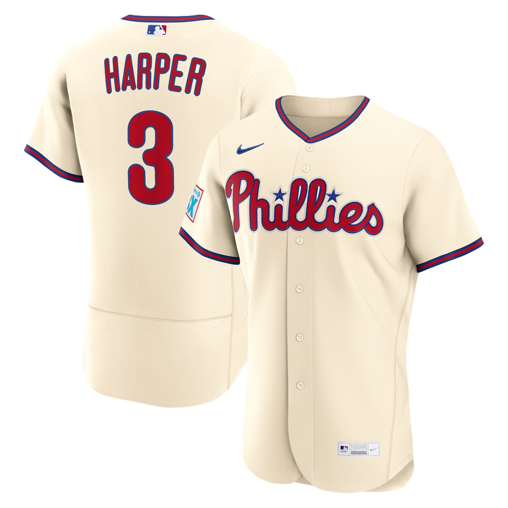 Philadelphia Phillies Bryce Harper Alternate Authentic Sponsor Patch Jersey — Cream