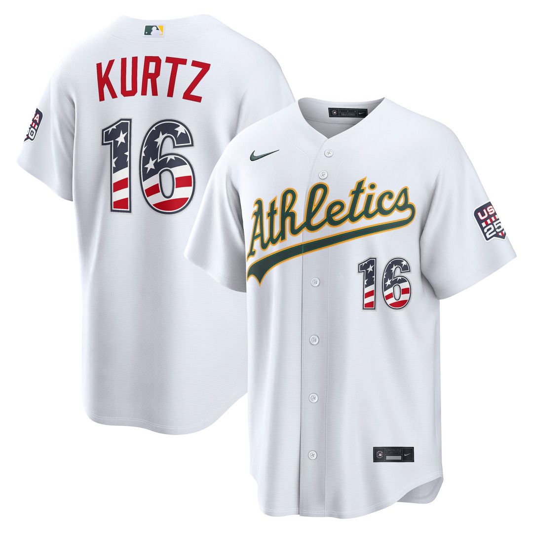 Athletics Nick Kurtz USA 250 Fourth of July Home Stadium Jersey — White