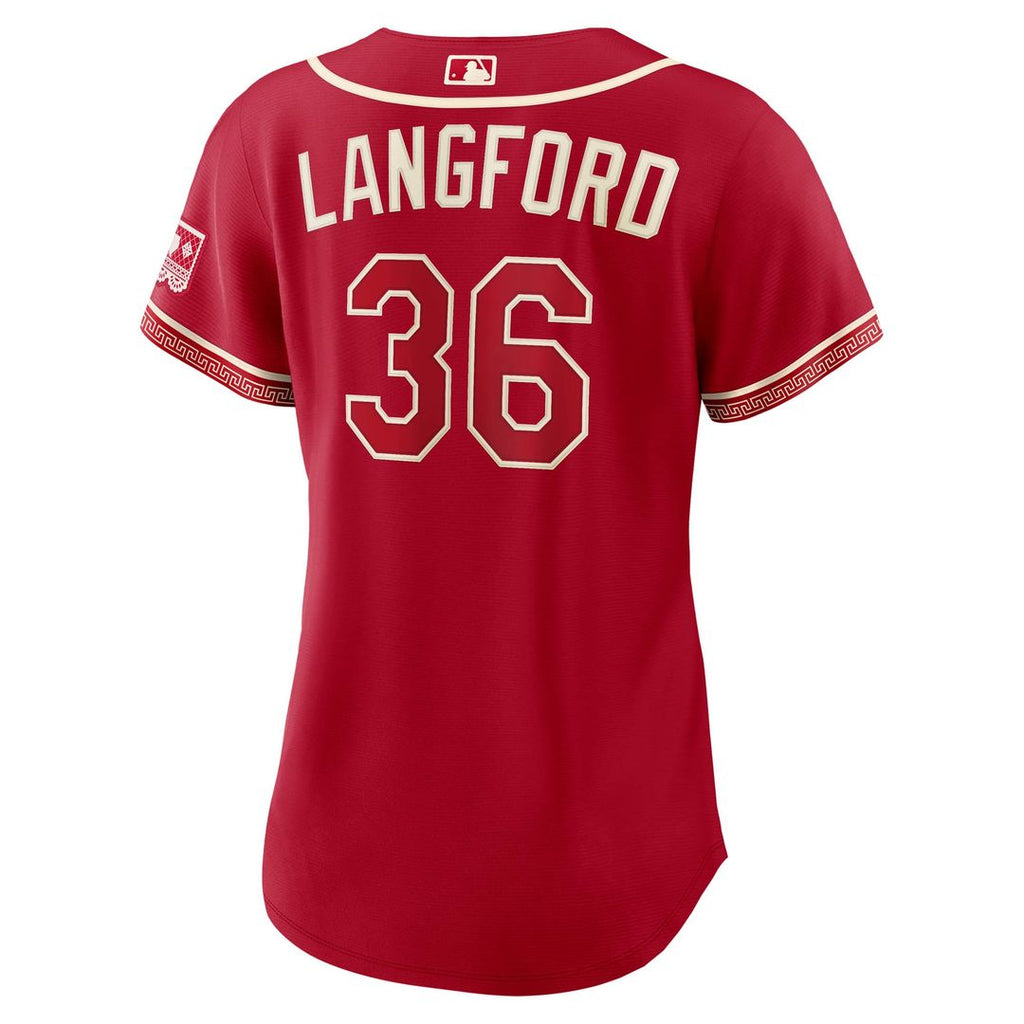 Texas Rangers Wyatt Langford Women's 2026 City Connect Stadium Jersey — Red