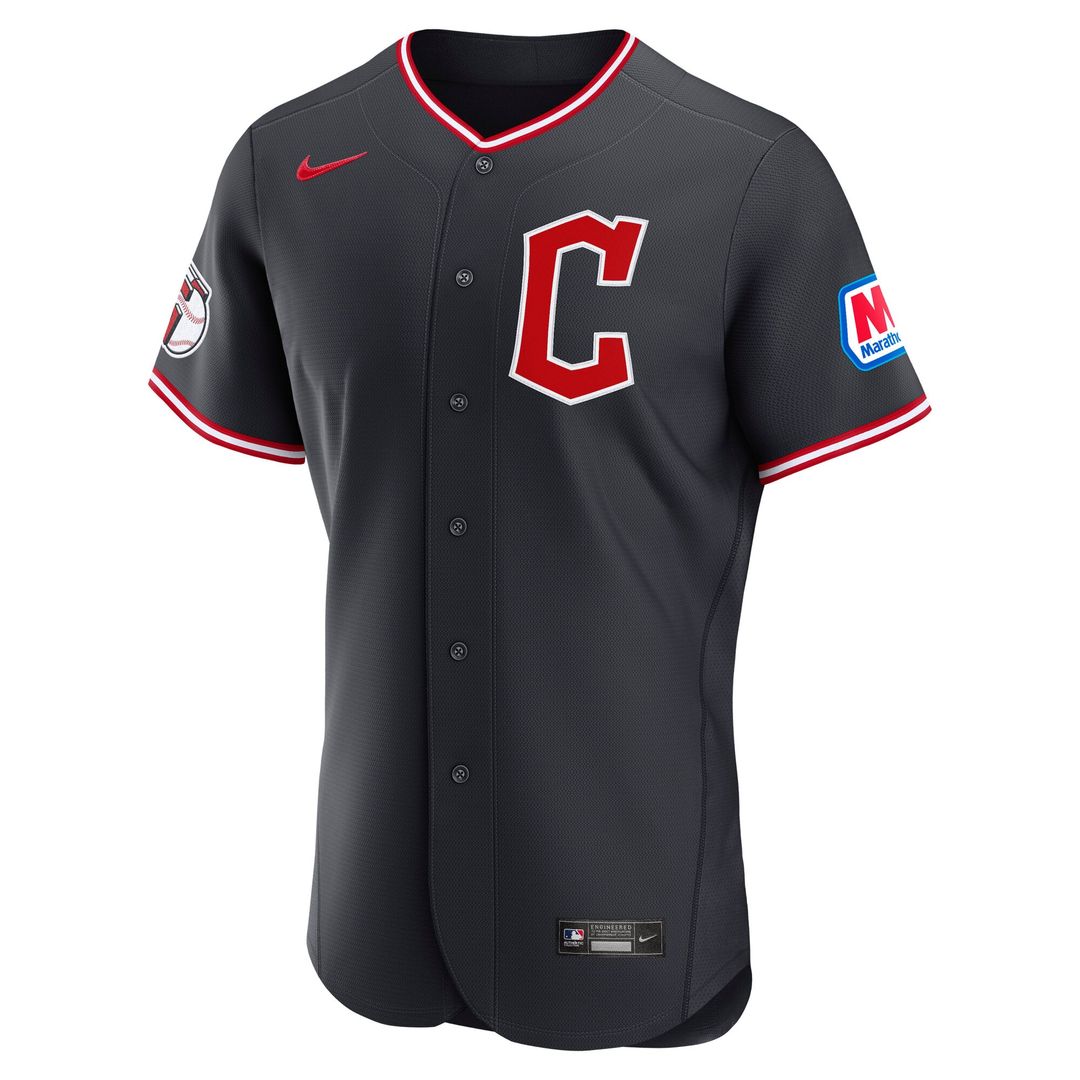 Cleveland Guardians Alternate Authentic Sponsor Patch Jersey — Navy