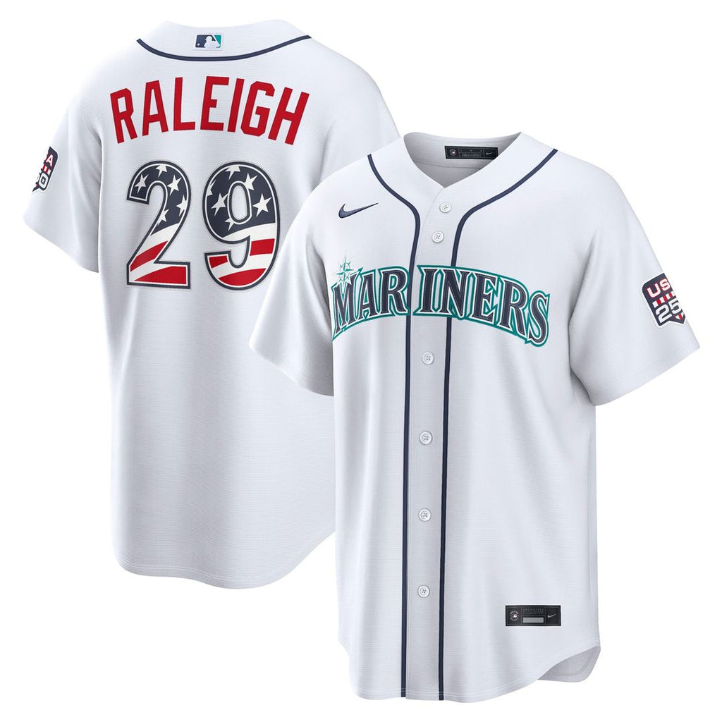 Seattle Mariners Cal Raleigh USA 250 Fourth of July Home Stadium Jersey — White