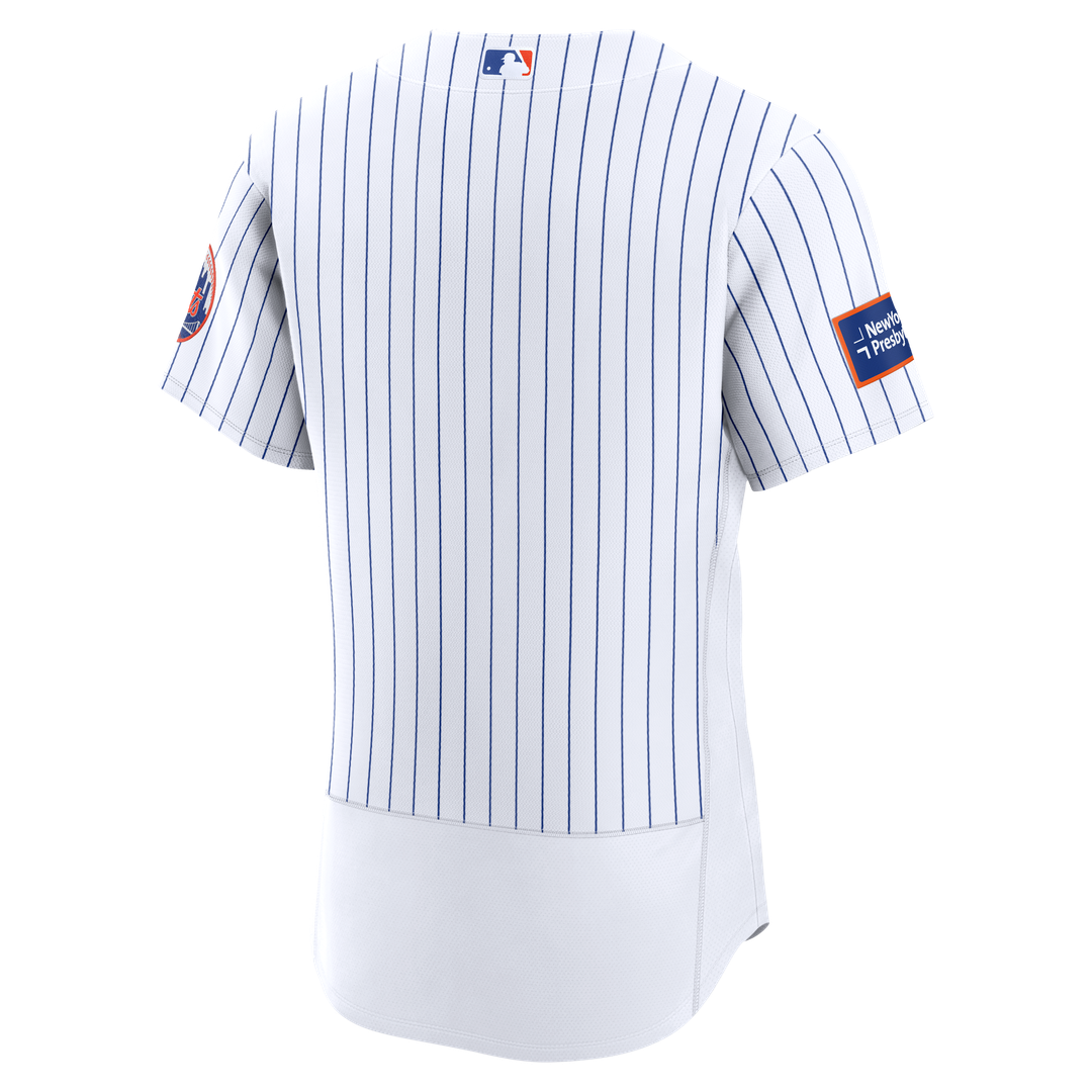 New York Mets Home Sponsor Patch Authentic Jersey — White