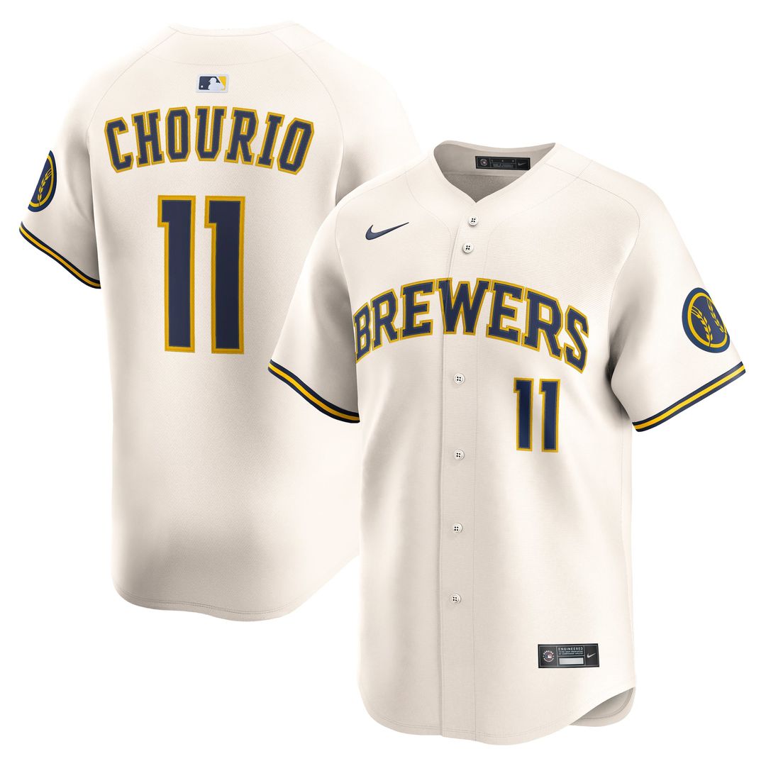 Milwaukee Brewers Jackson Chourio Home Limited Jersey — Cream