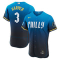 Philadelphia Phillies Bryce Harper City Connect Authentic Sponsor Patch Jersey — Blue