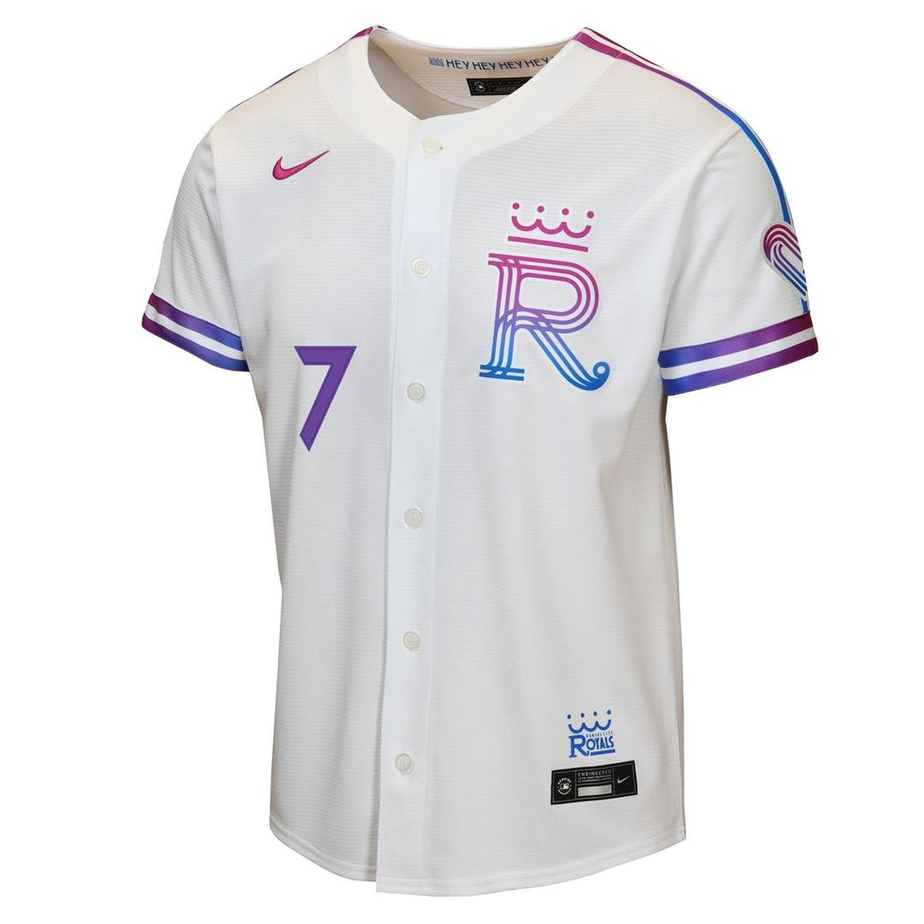 Kansas City Royals Bobby Witt Jr. Youth 2026 City Connect Stadium Jersey — White