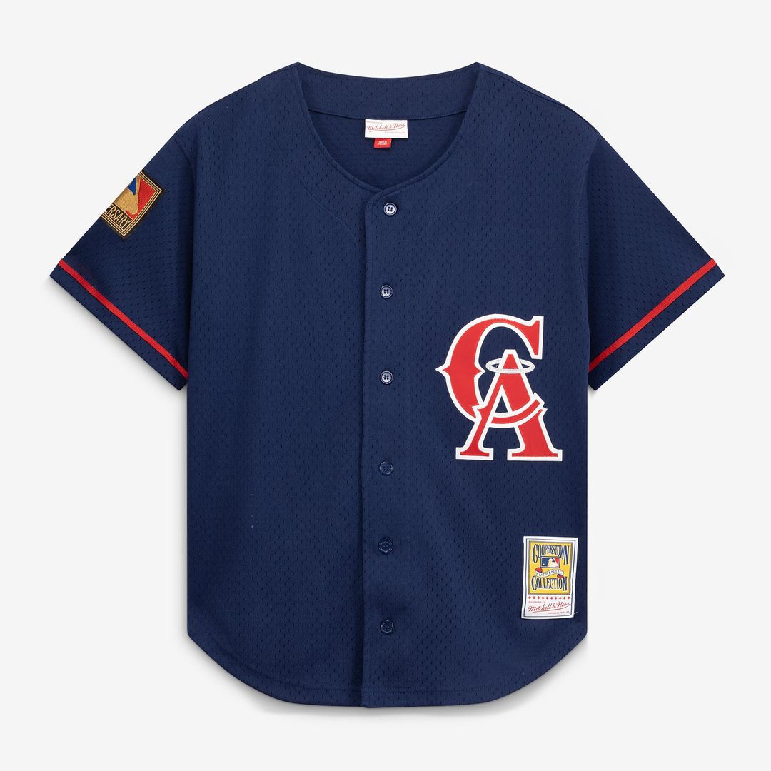 Bo Jackson California Angels Cooperstown Mesh Batting Practice Button-Up Jersey — Navy