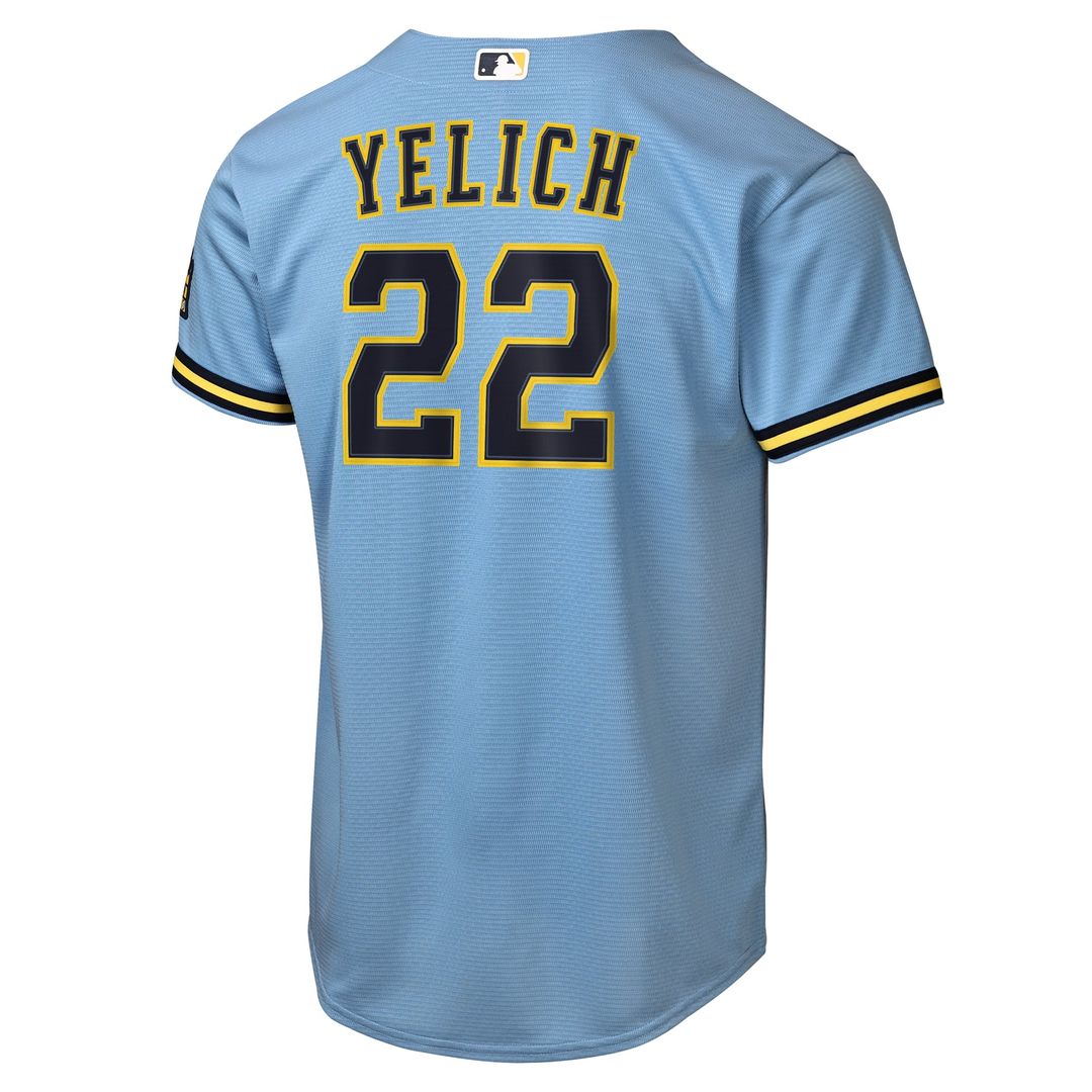 Milwaukee Brewers Christian Yelich Youth Home Stadium Jersey — Cream