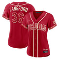 Texas Rangers Wyatt Langford Women's 2026 City Connect Stadium Jersey — Red