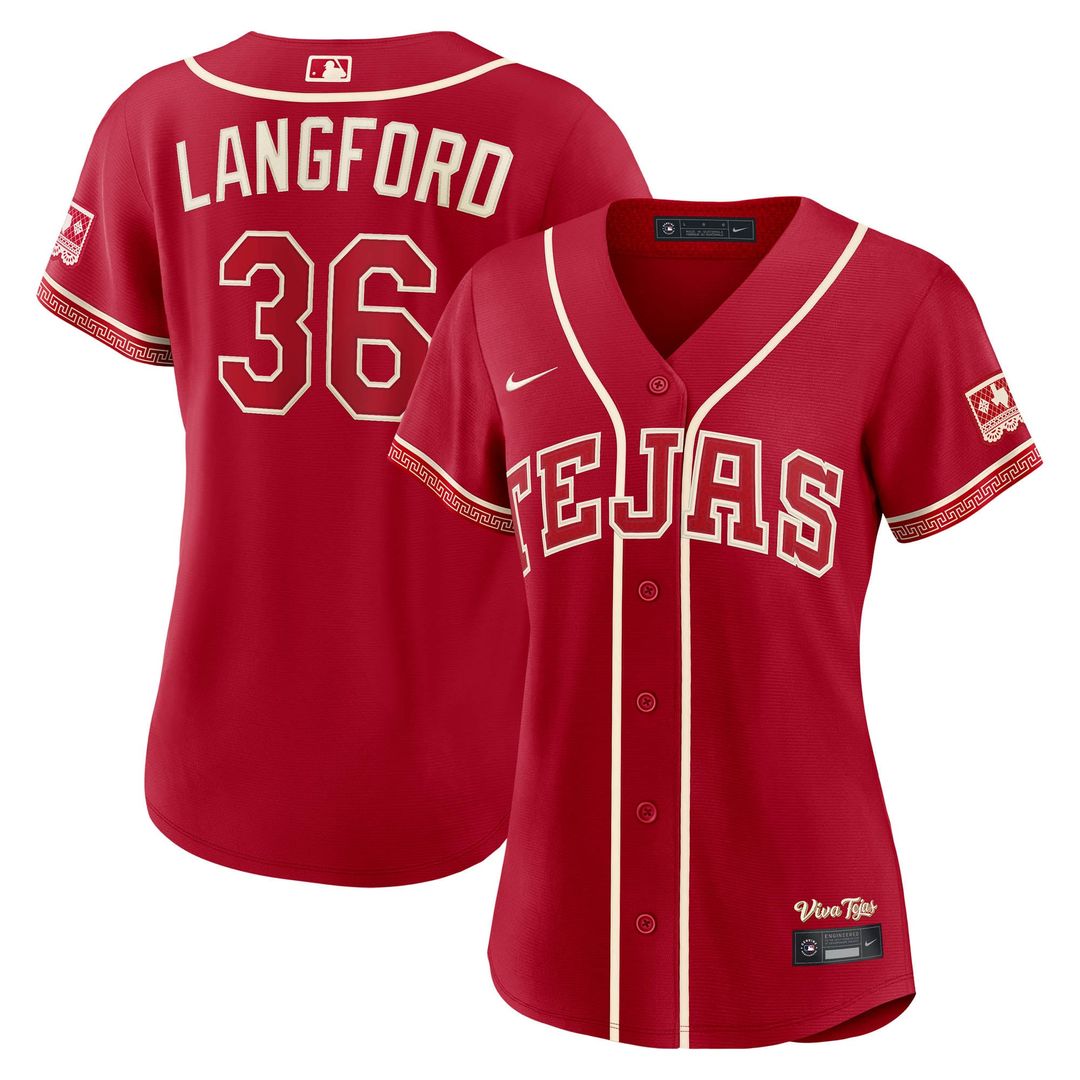 Texas Rangers Wyatt Langford Women's 2026 City Connect Stadium Jersey — Red