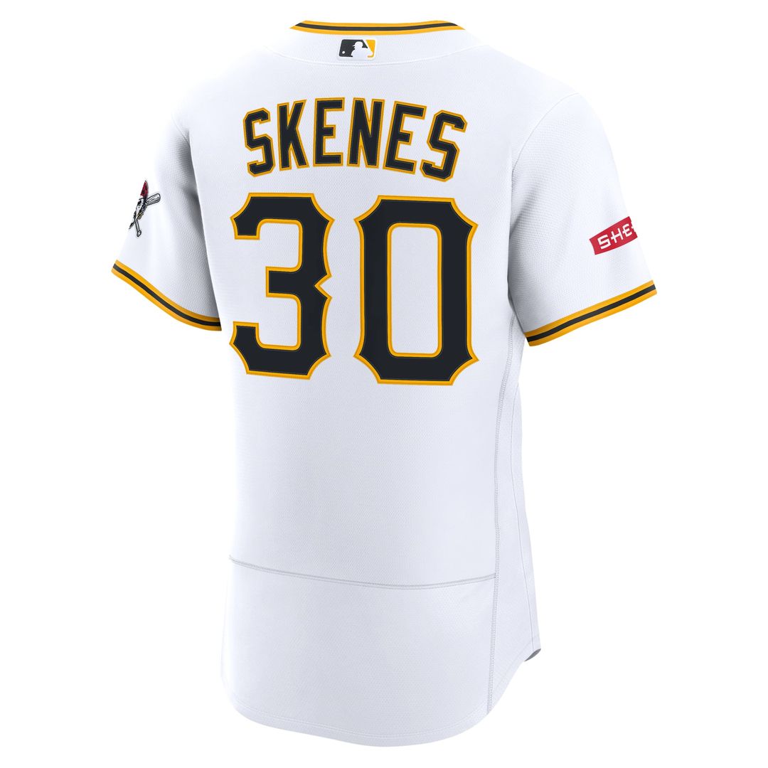 Pittsburgh Pirates Paul Skenes Home Authentic Sponsor Patch Jersey — White