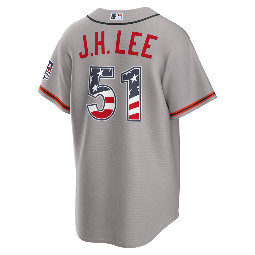 San Francisco Giants Jung Hoo Lee USA 250 Fourth of July Road Stadium Jersey — Gray