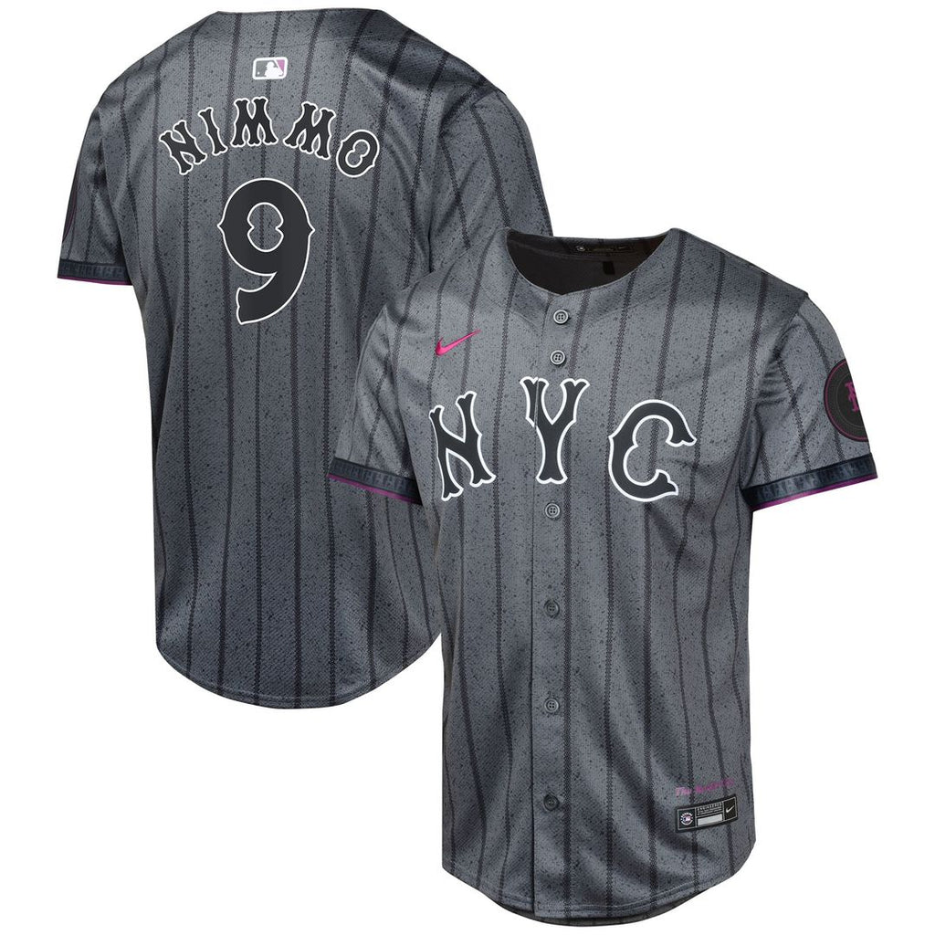 New York Mets Brandon Nimmo Youth 2024 City Connect Limited Jersey — Graphite