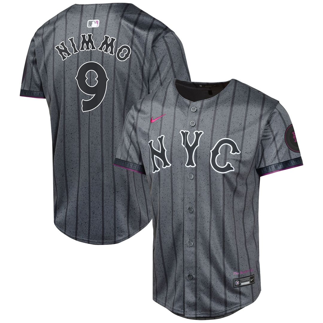 New York Mets Brandon Nimmo Youth 2024 City Connect Limited Jersey — Graphite