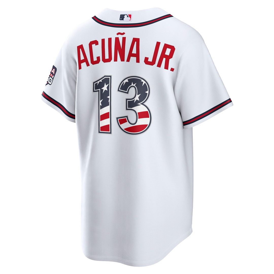 Atlanta Braves Ronald Acuña Jr. USA 250 Fourth of July Home Stadium Jersey — White