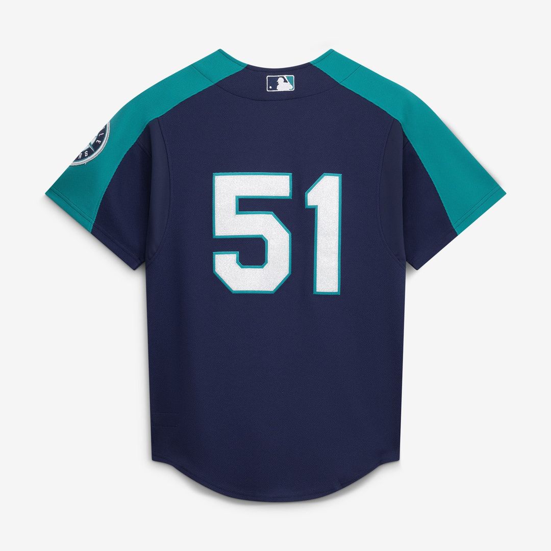 Seattle Mariners Ichiro Suzuki 2006 Cooperstown Mesh Batting Practice Button-Up Jersey — Navy