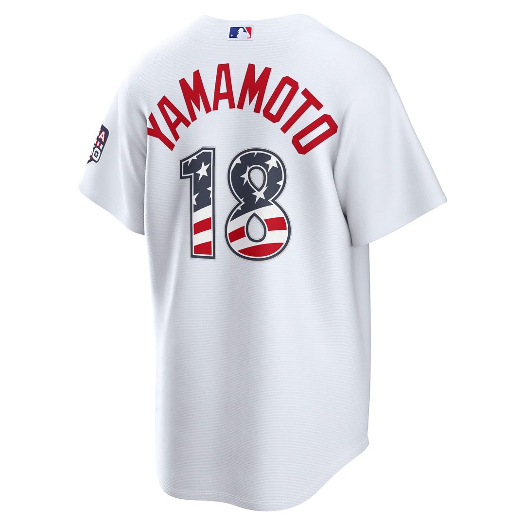 Los Angeles Dodgers Yoshinobu Yamamoto USA 250 Fourth of July Home Stadium Jersey — White