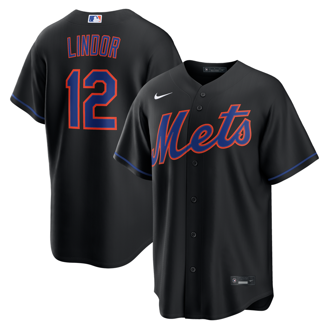 New York Mets Francisco Lindor Alternate Replica Jersey — Black