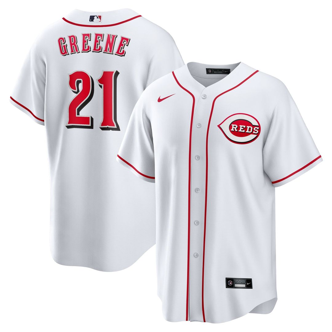 Cincinnati Reds Hunter Greene Home Replica Jersey — White