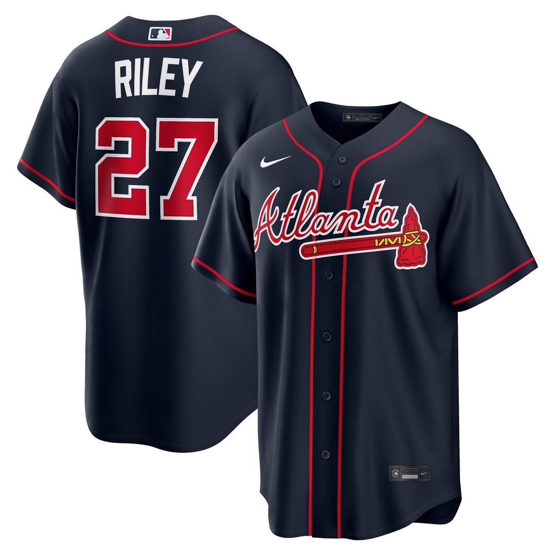 Atlanta Braves Austin Riley Alternate Replica Jersey — Navy