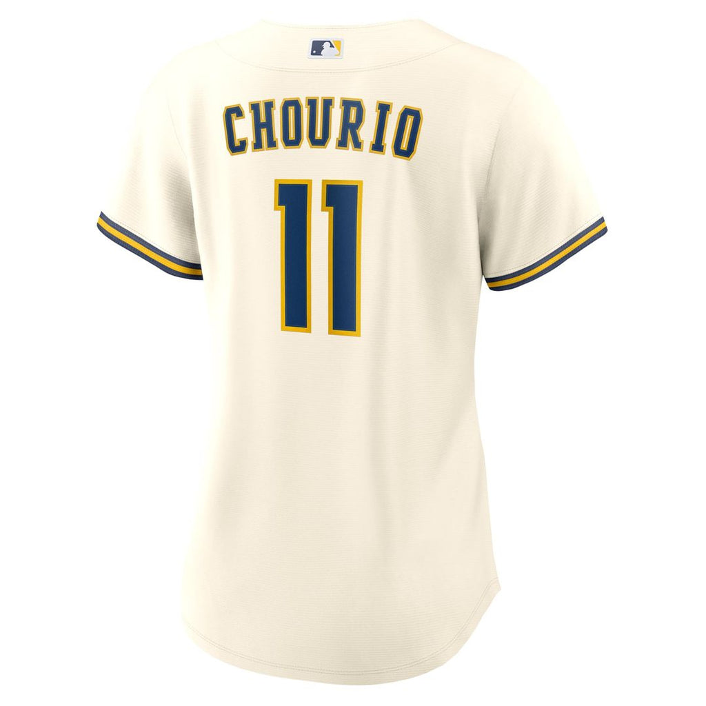 Milwaukee Brewers Jackson Chourio Women's Home Replica Jersey — Cream
