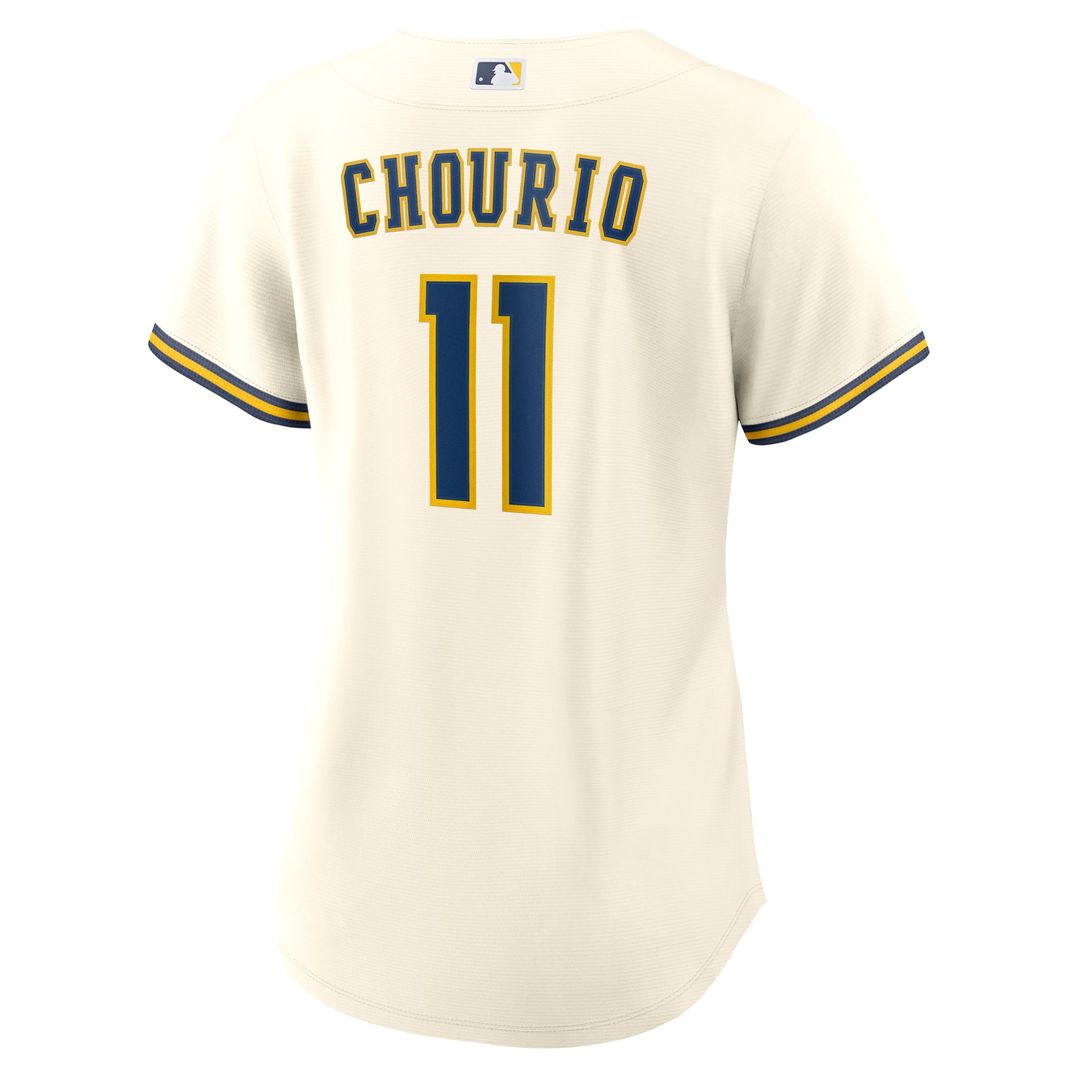 Milwaukee Brewers Jackson Chourio Women's Home Replica Jersey — Cream