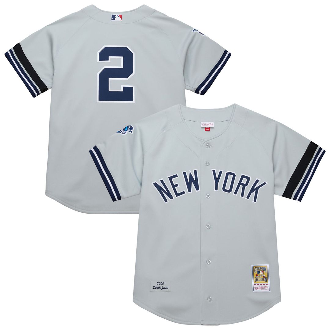 New York Yankees Derek Jeter Cooperstown 2000 World Series Authentic Jersey — Gray