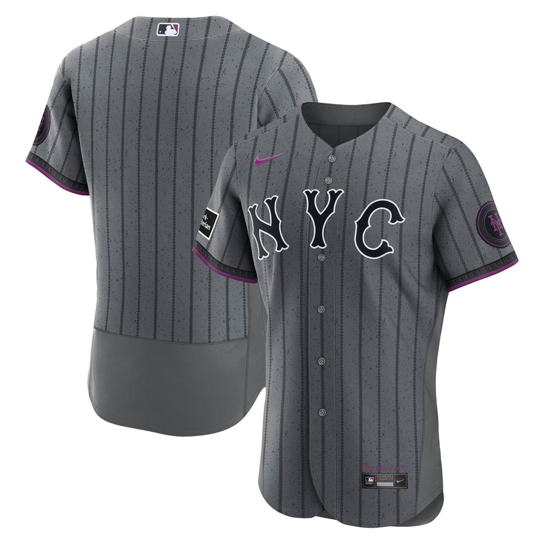 New York Mets City Connect Authentic Sponsor Patch Jersey — Gray