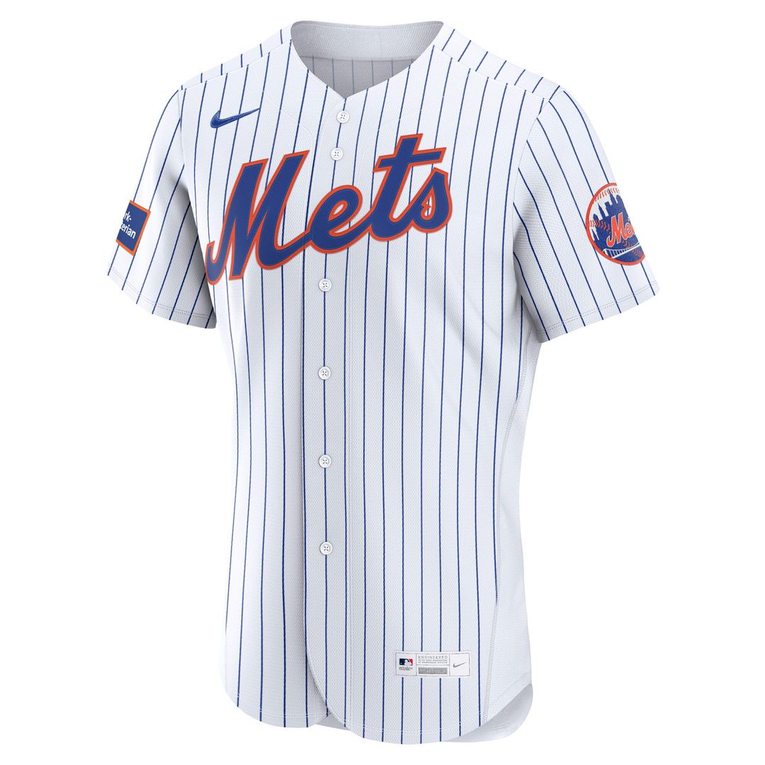 New York Mets Home Sponsor Patch Authentic Jersey — White
