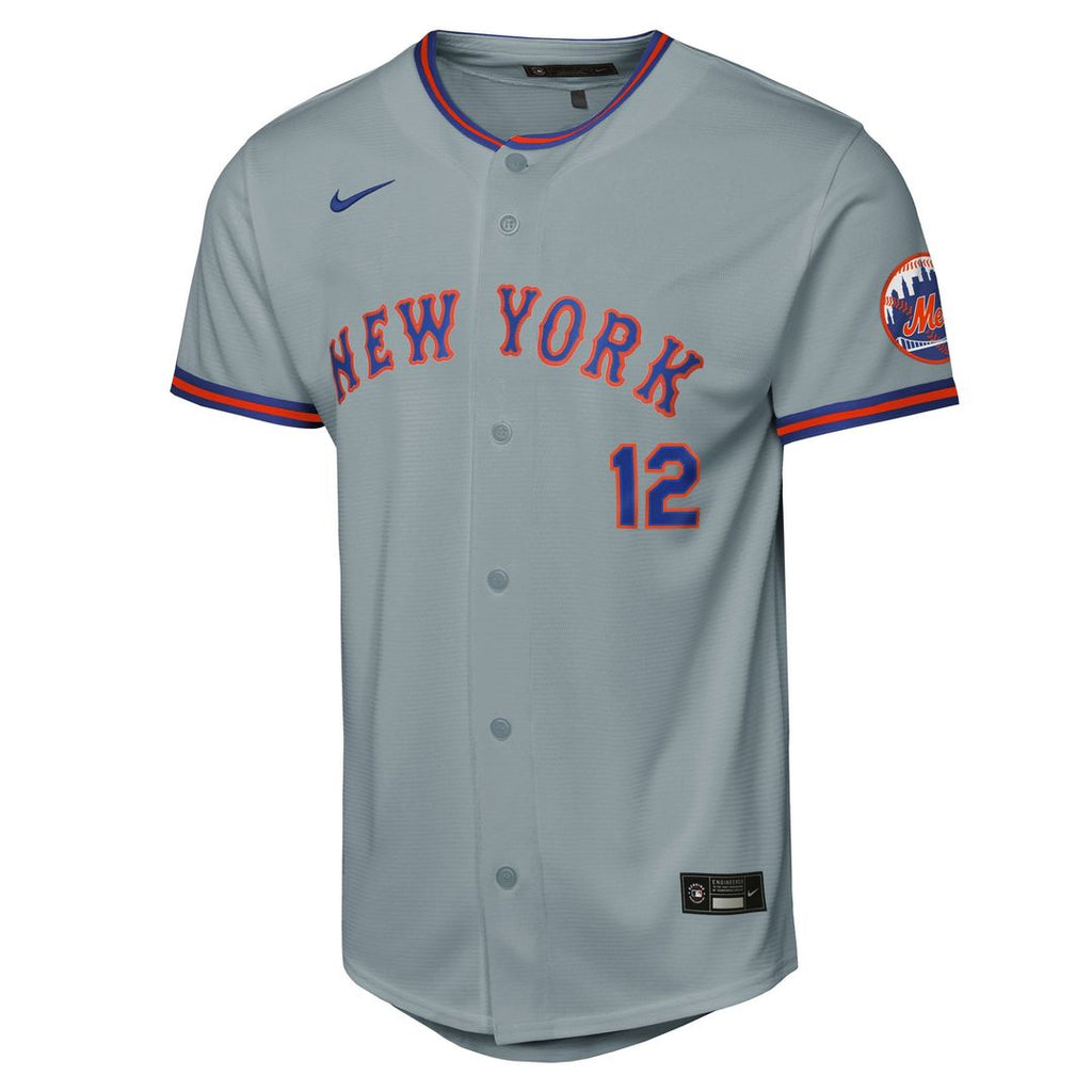 New York Mets Francisco Lindor Youth Road Stadium Jersey — Gray