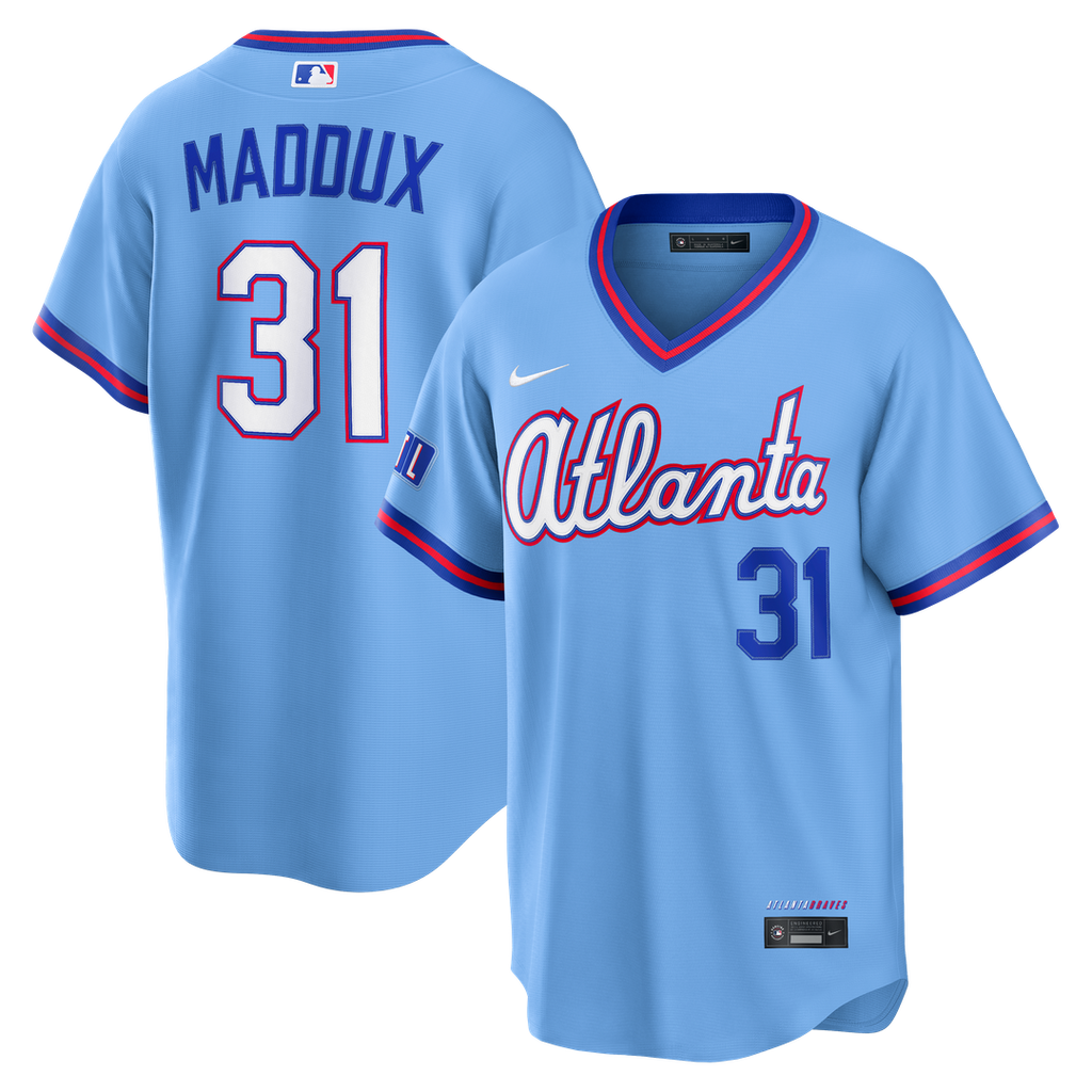 Atlanta Braves Greg Maddux 2026 City Connect Stadium Jersey — Powder Blue