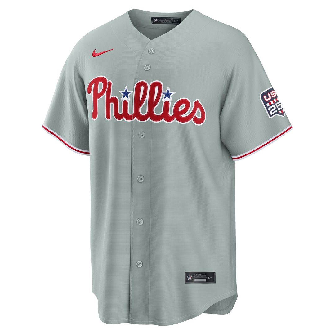 Philadelphia Phillies Trea Turner USA 250 Fourth of July Road Stadium Jersey — Gray
