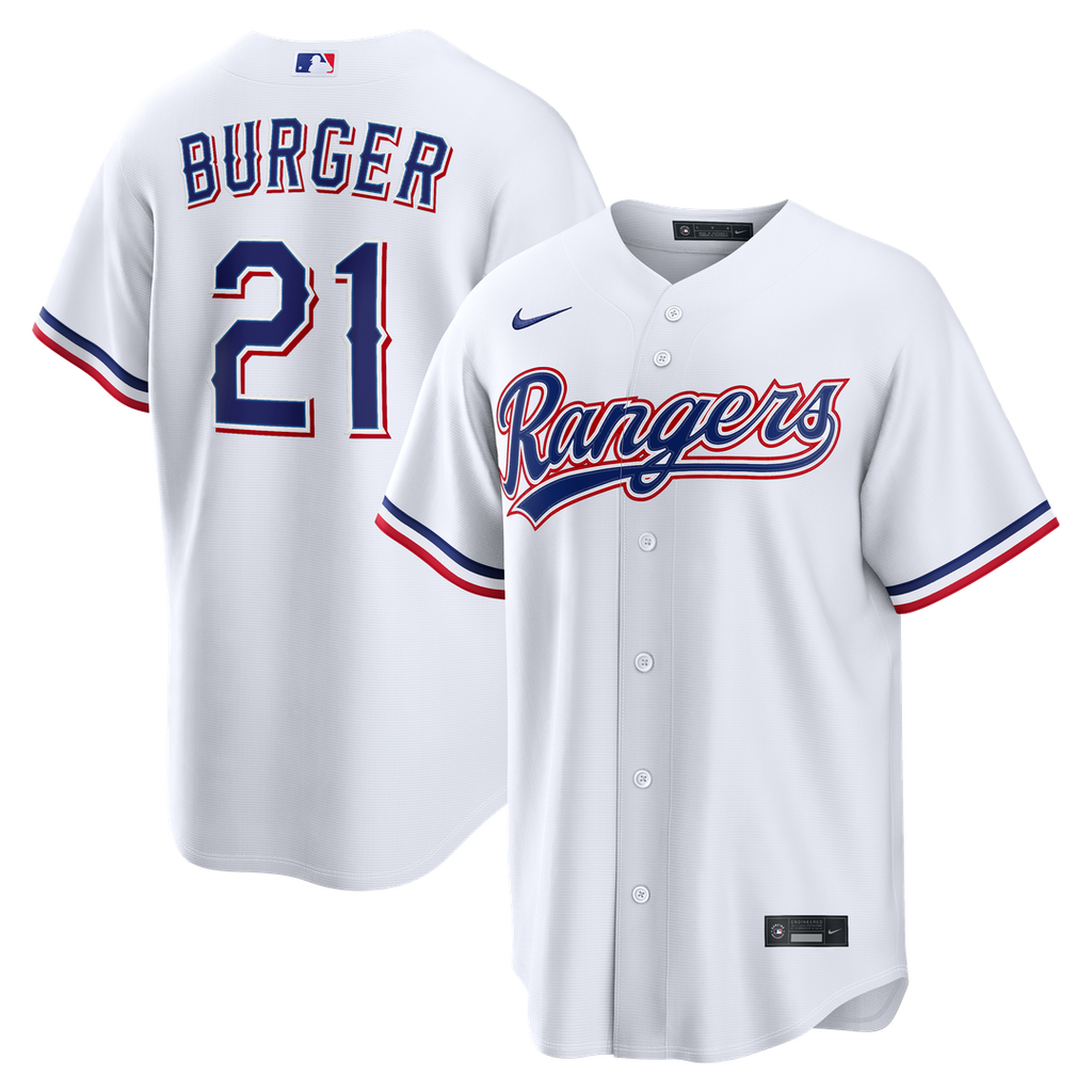 Texas Rangers Jake Burger Home Replica Jersey — White