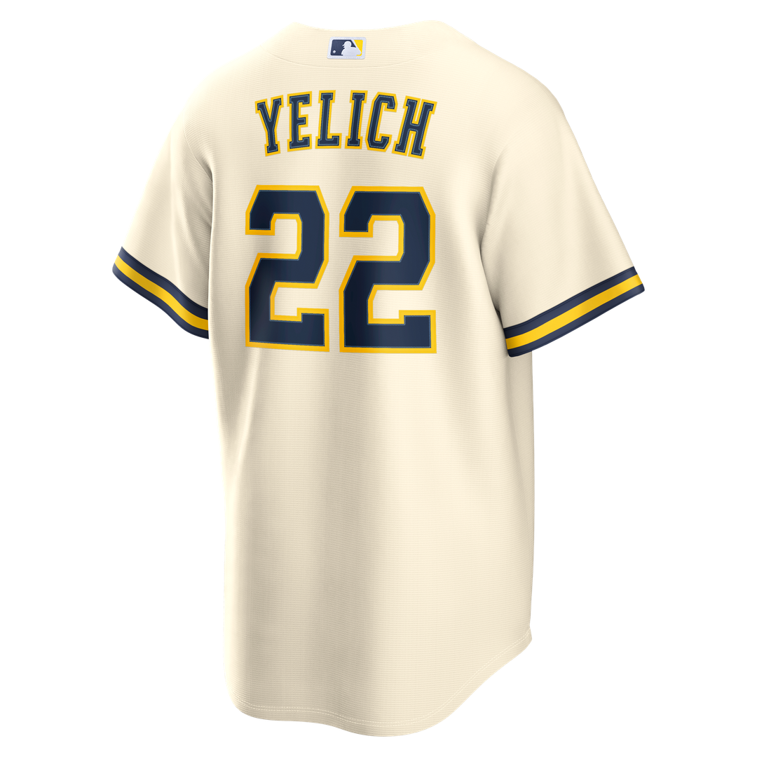 Milwaukee Brewers Christian Yelich Home Replica Jersey — Cream