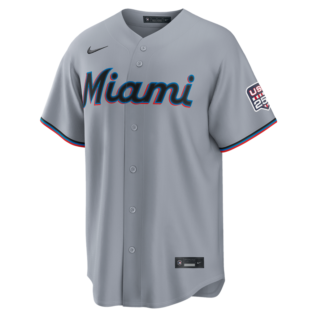 Miami Marlins Kyle Stowers USA 250 Fourth of July Road Stadium Jersey — Gray