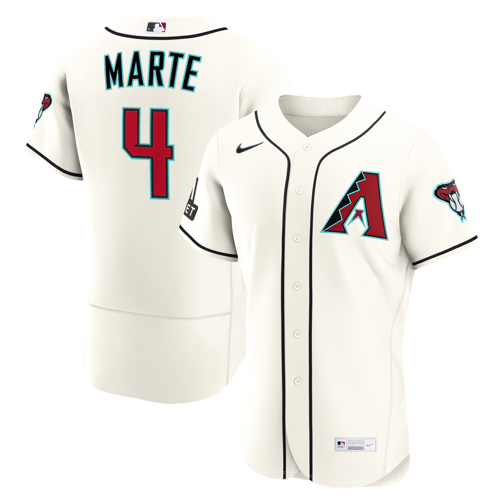 Arizona Diamondbacks Ketel Marte Home Authentic Sponsor Patch Jersey — Cream