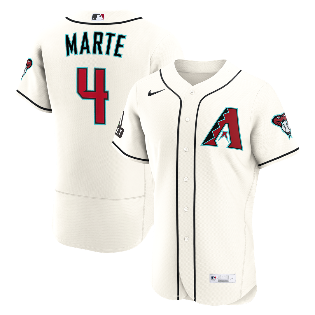 Arizona Diamondbacks Ketel Marte Home Authentic Sponsor Patch Jersey — Cream