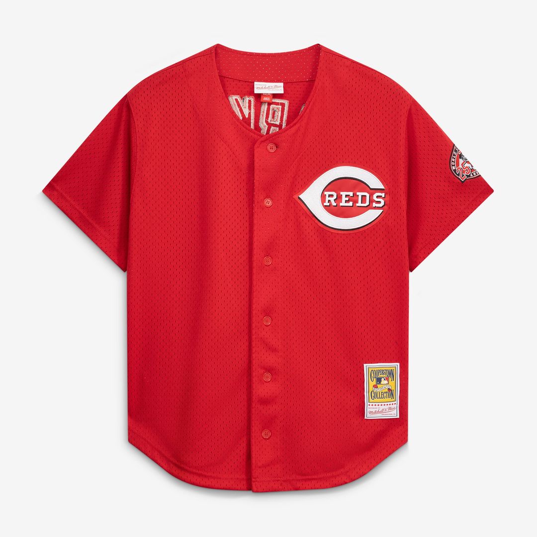 Cincinnati Reds Barry Larkin Throwback Cooperstown Mesh Batting Practice Jersey — Red