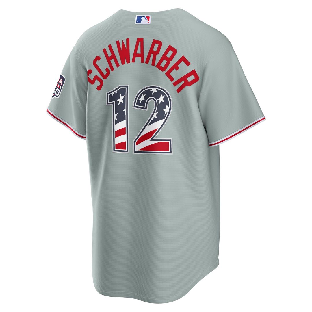 Philadelphia Phillies Kyle Schwarber USA 250 Fourth of July Road Stadium Jersey — Gray