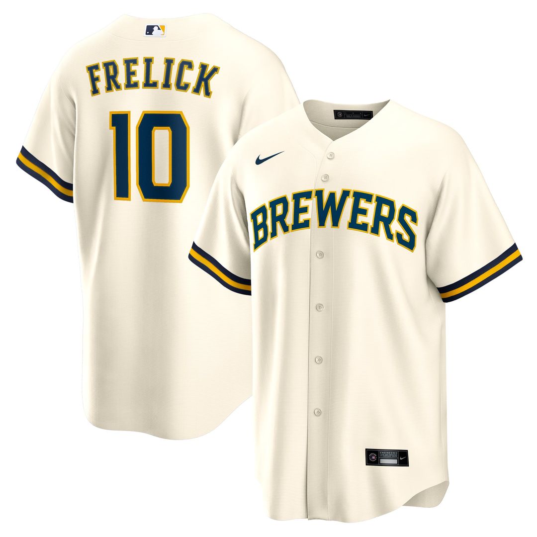 Milwaukee Brewers Sal Frelick Home Replica Jersey — Cream