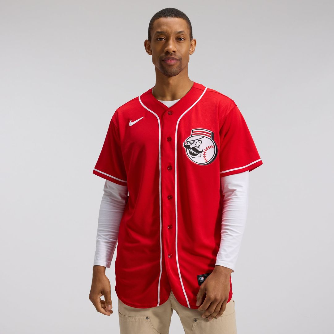 Cincinnati Reds Alternate Authentic Team Logo Jersey — Scarlet