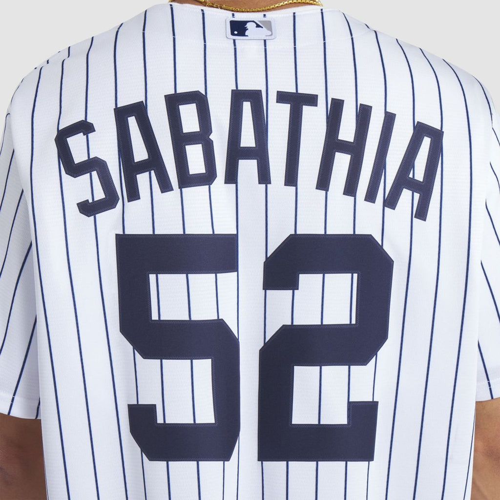 New York Yankees CC Sabathia 2025 Baseball Hall of Fame Name & Number Retired Replica Jersey — White