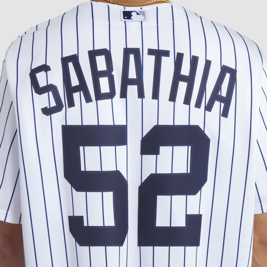 New York Yankees CC Sabathia 2025 Baseball Hall of Fame Name & Number Retired Replica Jersey — White