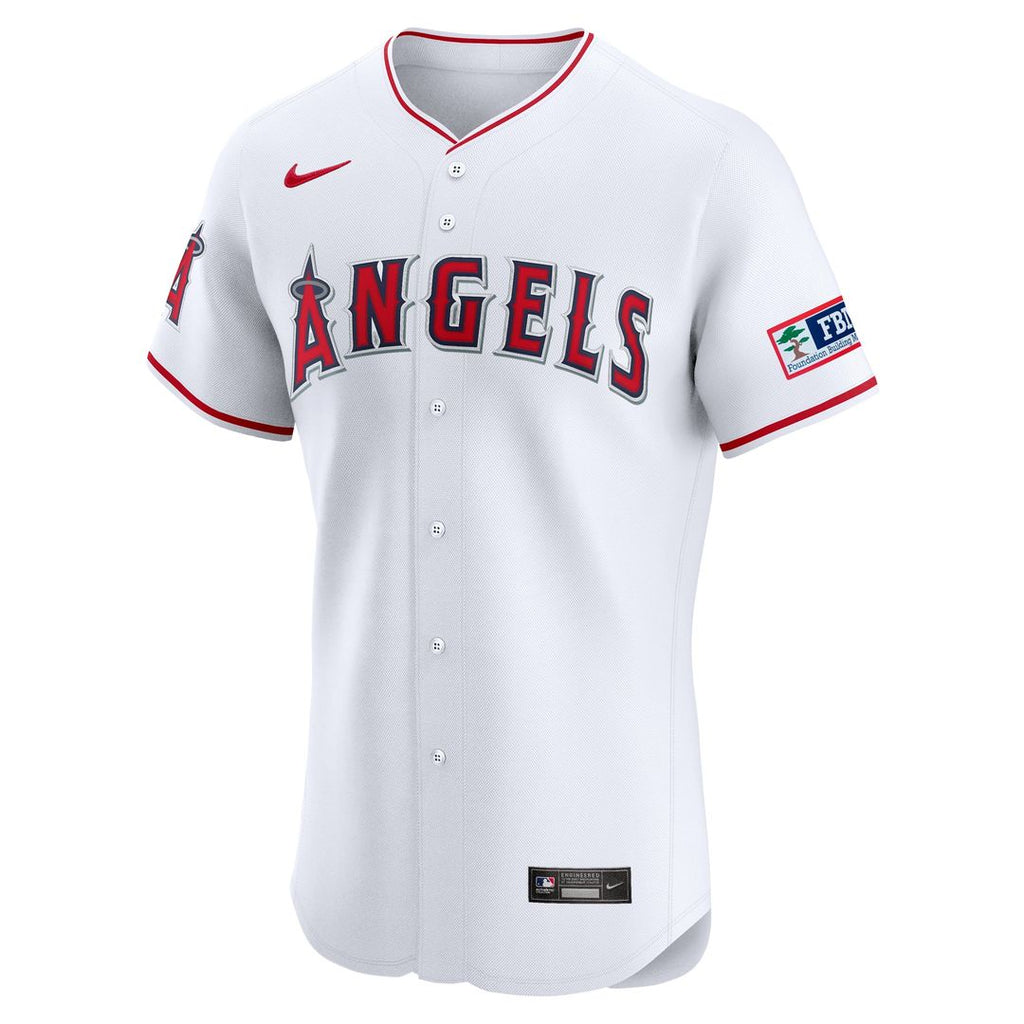 Los Angeles Angels Home Elite Patch Jersey — White