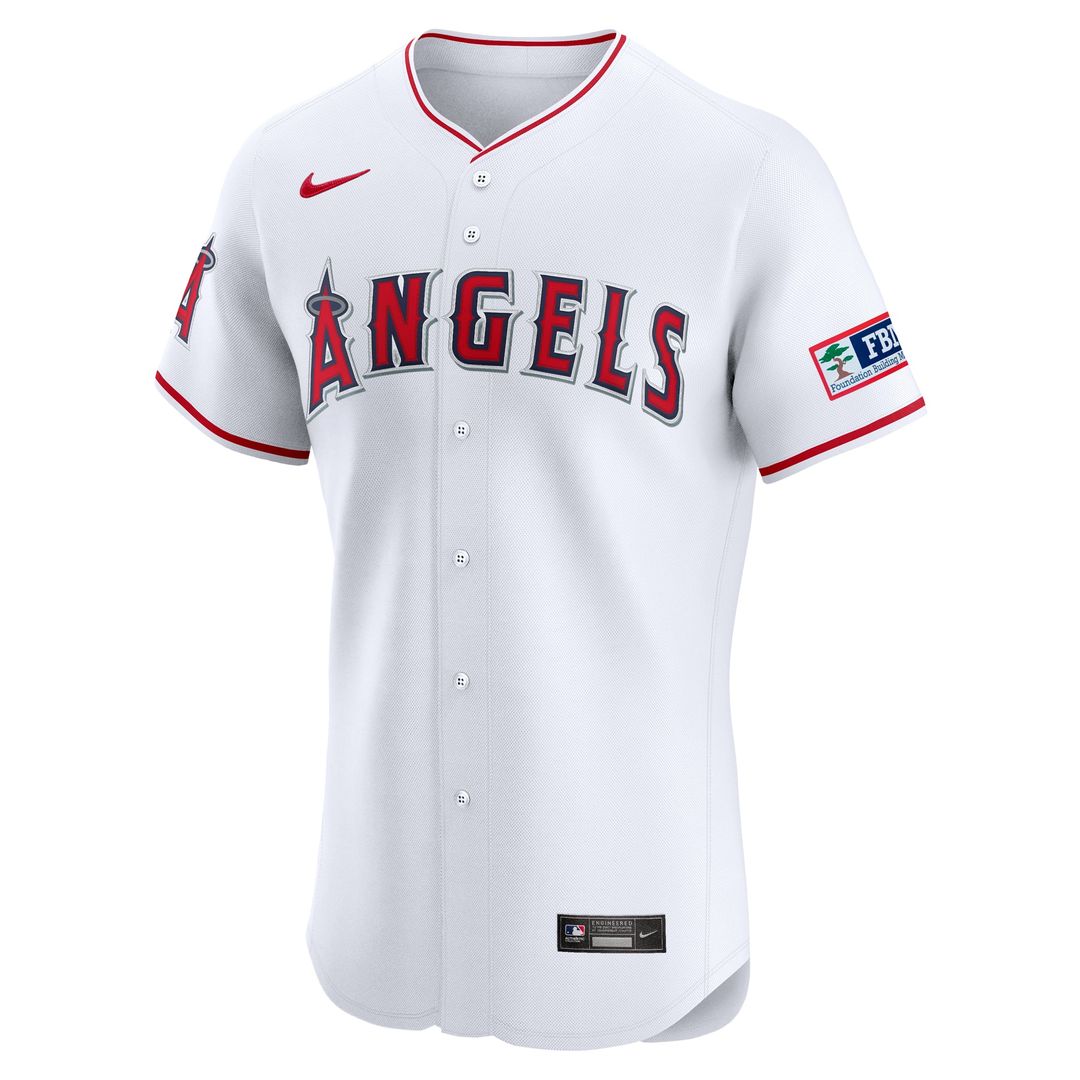 Los Angeles Angels Home Elite Patch Jersey — White
