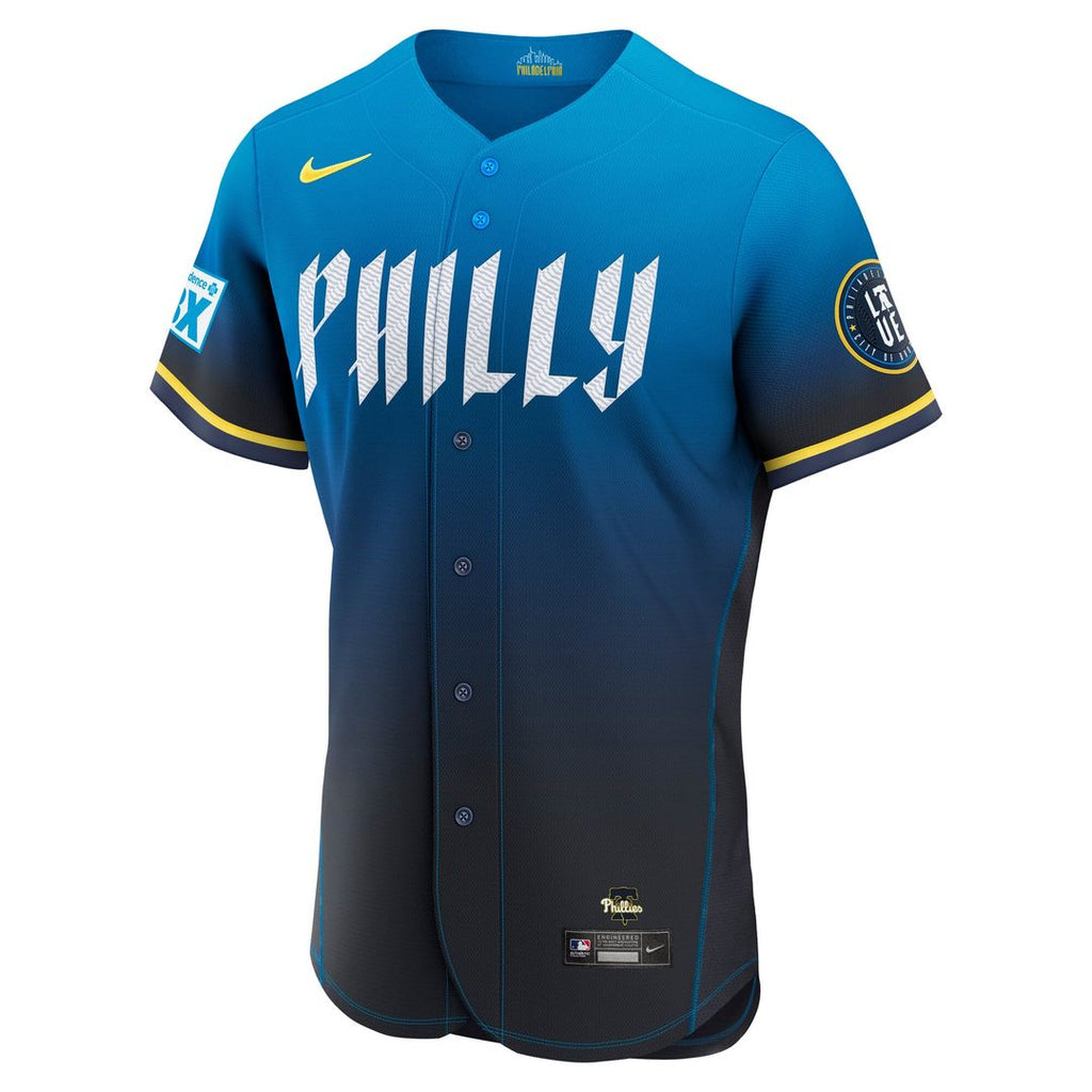 Philadelphia Phillies City Connect Authentic Sponsor Patch Jersey — Navy