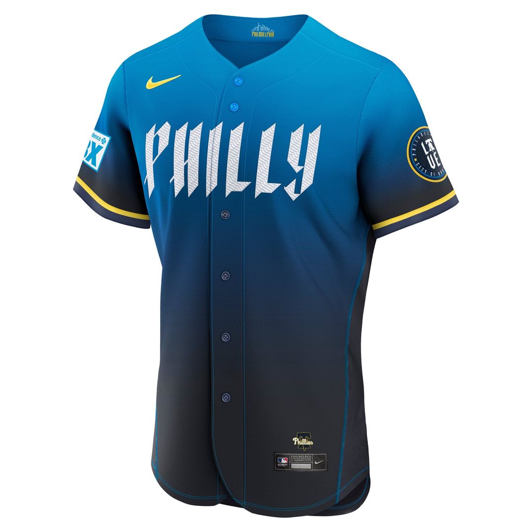 Philadelphia Phillies City Connect Authentic Sponsor Patch Jersey — Navy
