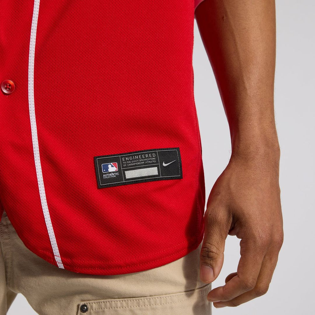 Cincinnati Reds Alternate Authentic Team Logo Jersey — Scarlet